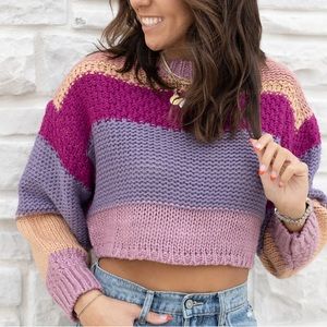 Cropped Chunky Knit Dolman Sweater